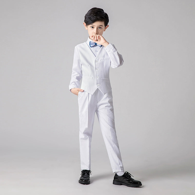 Boys' 4-Piece Vest Suit Set: Noble Cut Piano Performance