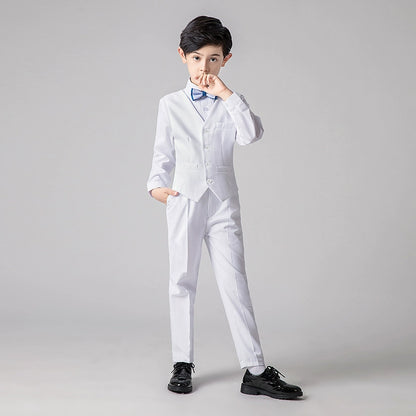 Boys' 4-Piece Vest Suit Set: Noble Cut Piano Performance