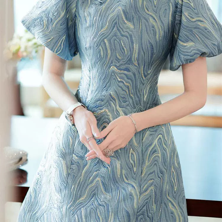1842 Women's Summer Puff Sleeve Cheongsam Dress Paper Pattern