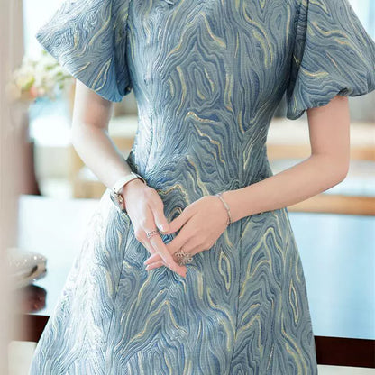 1842 Women's Summer Puff Sleeve Cheongsam Dress Paper Pattern
