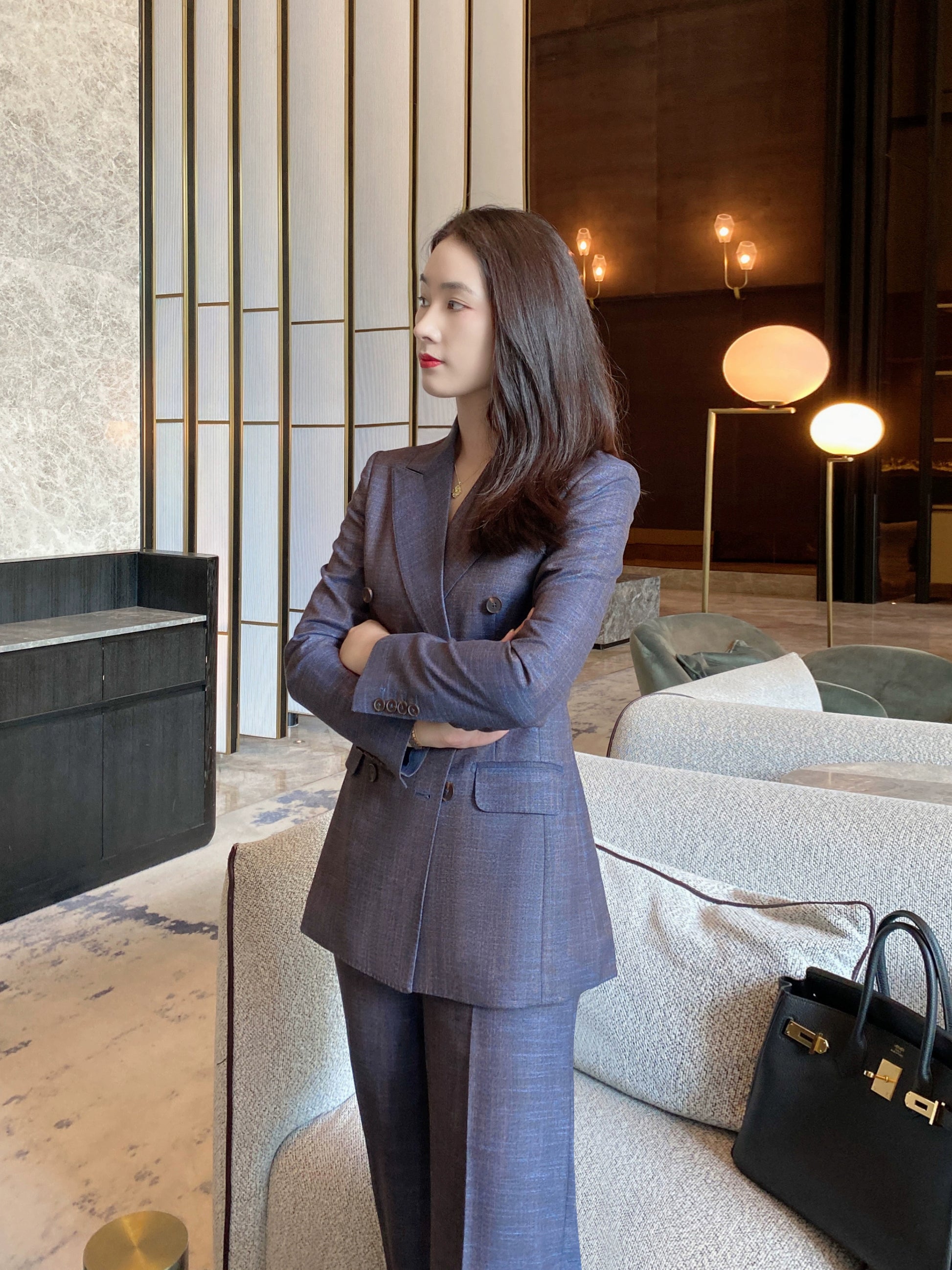 Wisteria Classic Loose-Fit Suit Jacket & Trousers Set