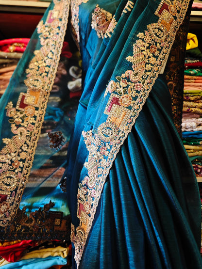 Handmade Nepal Ice Blue Saree
