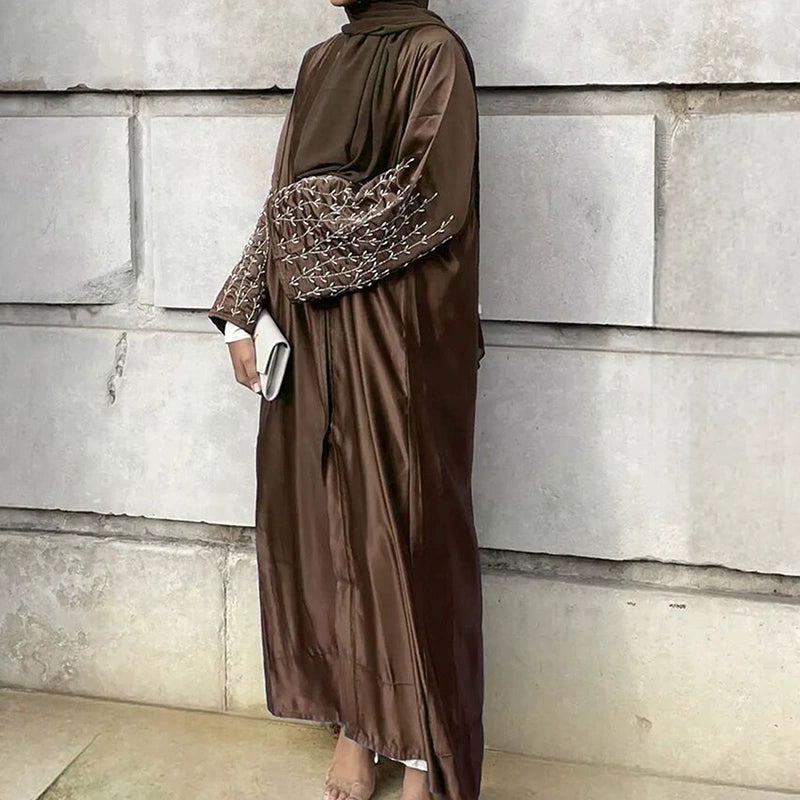 Elegant Turkish Dubai Party Robe with Hand?Beaded Embroidery