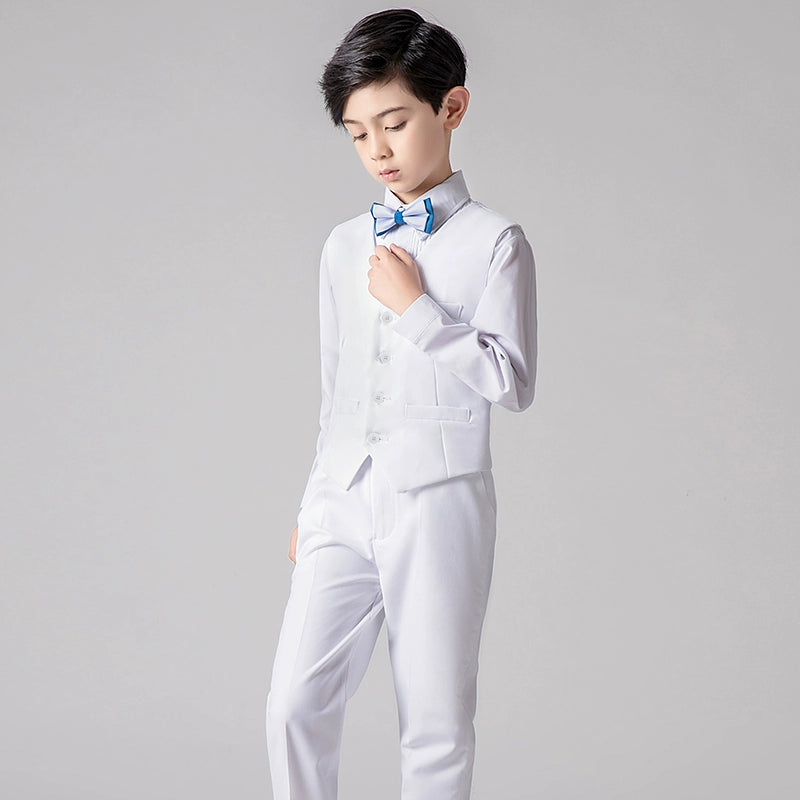 Boys' 4-Piece Vest Suit Set: Noble Cut Piano Performance