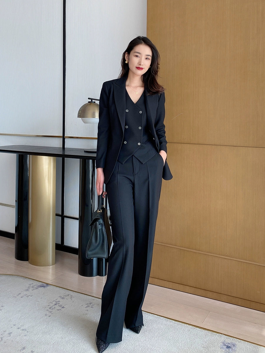 Classic Black 3-Piece Suit Set – Jacket, Vest & Trousers