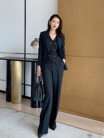 Classic Black 3-Piece Suit Set – Jacket, Vest & Trousers