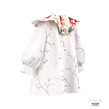 Girls' Jacquard Fabric Stand-Collar Cloud Shoulder Two-Piece Pattern