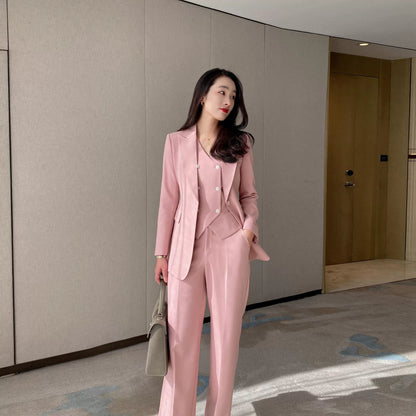 Spring Fuchsia Classic 3-Piece Suit Set – Jacket, Vest & Trousers