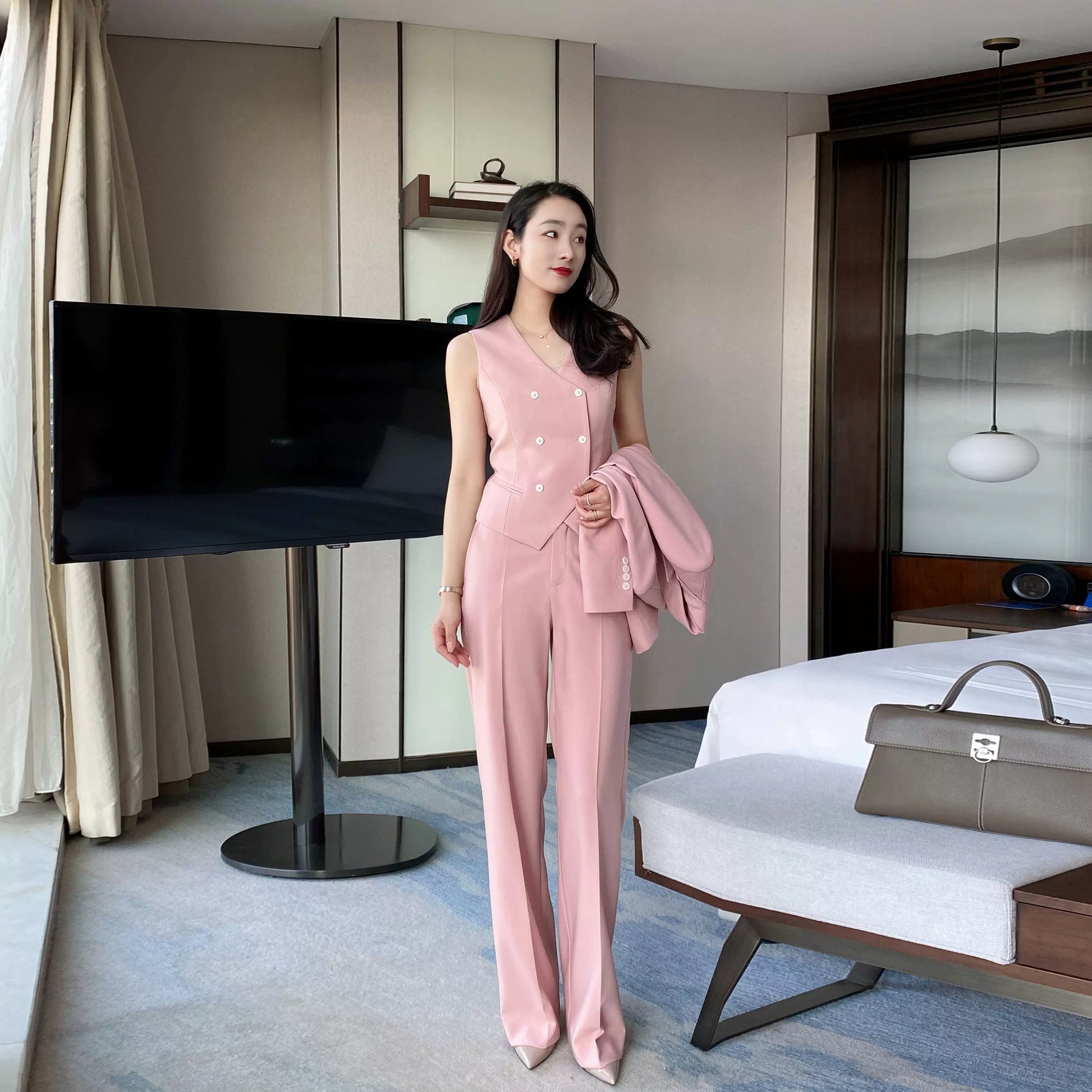 Spring Fuchsia Classic 3-Piece Suit Set – Jacket, Vest & Trousers