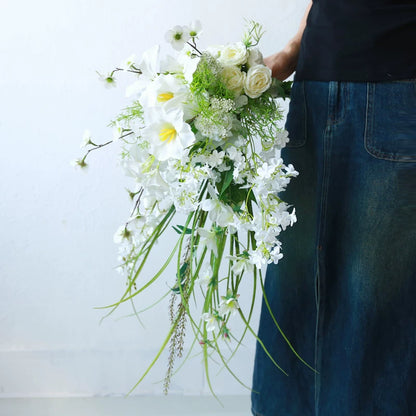 Artificial Wedding Bouquet Waterfall Handheld Flower Prop Decoration