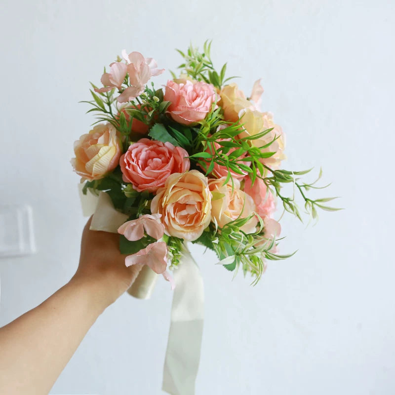 Artificial Wedding Bouquet Forest Style Transparent White Rose