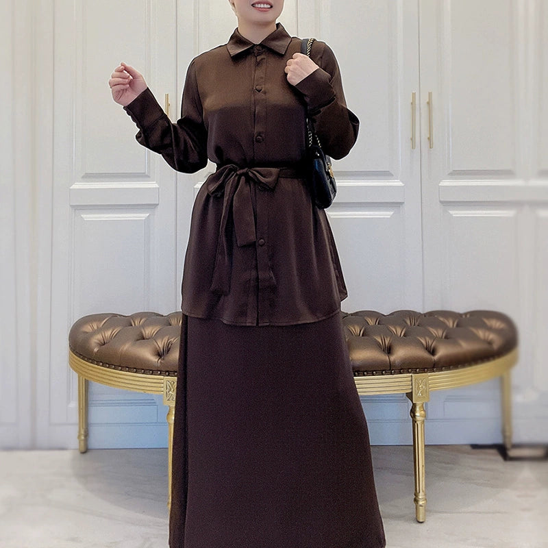 Fresh Arabic Skirt Set with Cotton Fabric Multiple Sizes