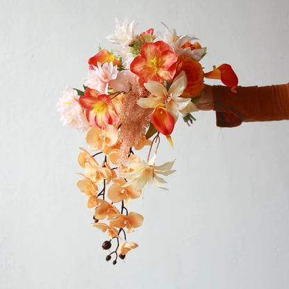 Artificial Wedding Bouquet Waterfall Handheld Flower Prop Decoration