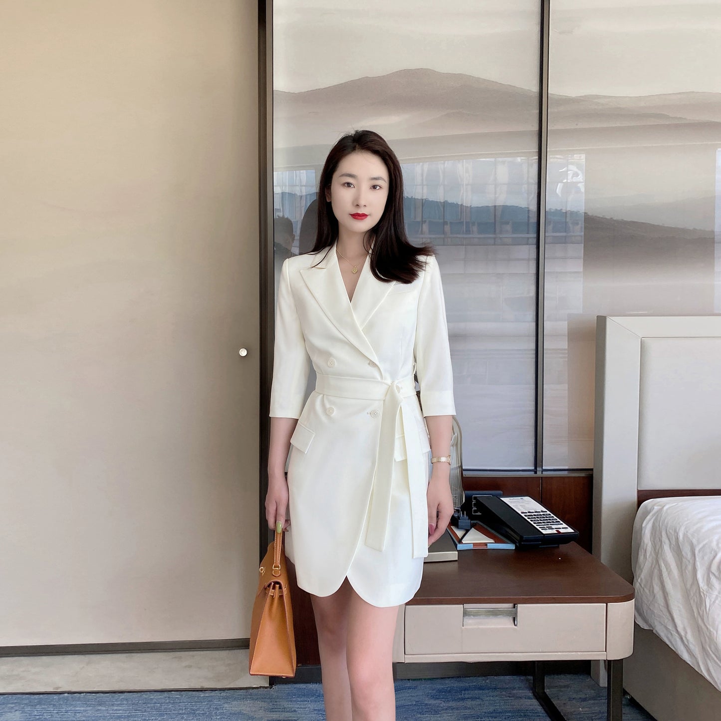 White Summer Classic Suit Jacket with Skirt – Korean Style