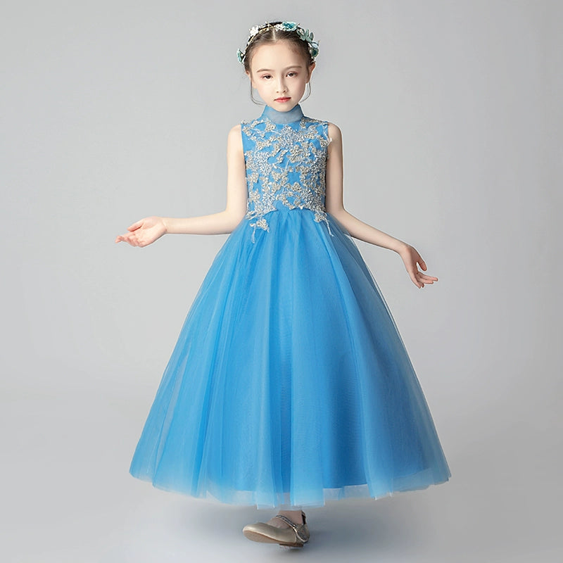 Elegant Kids Princess Evening Gown for Piano Performance & Weddings
