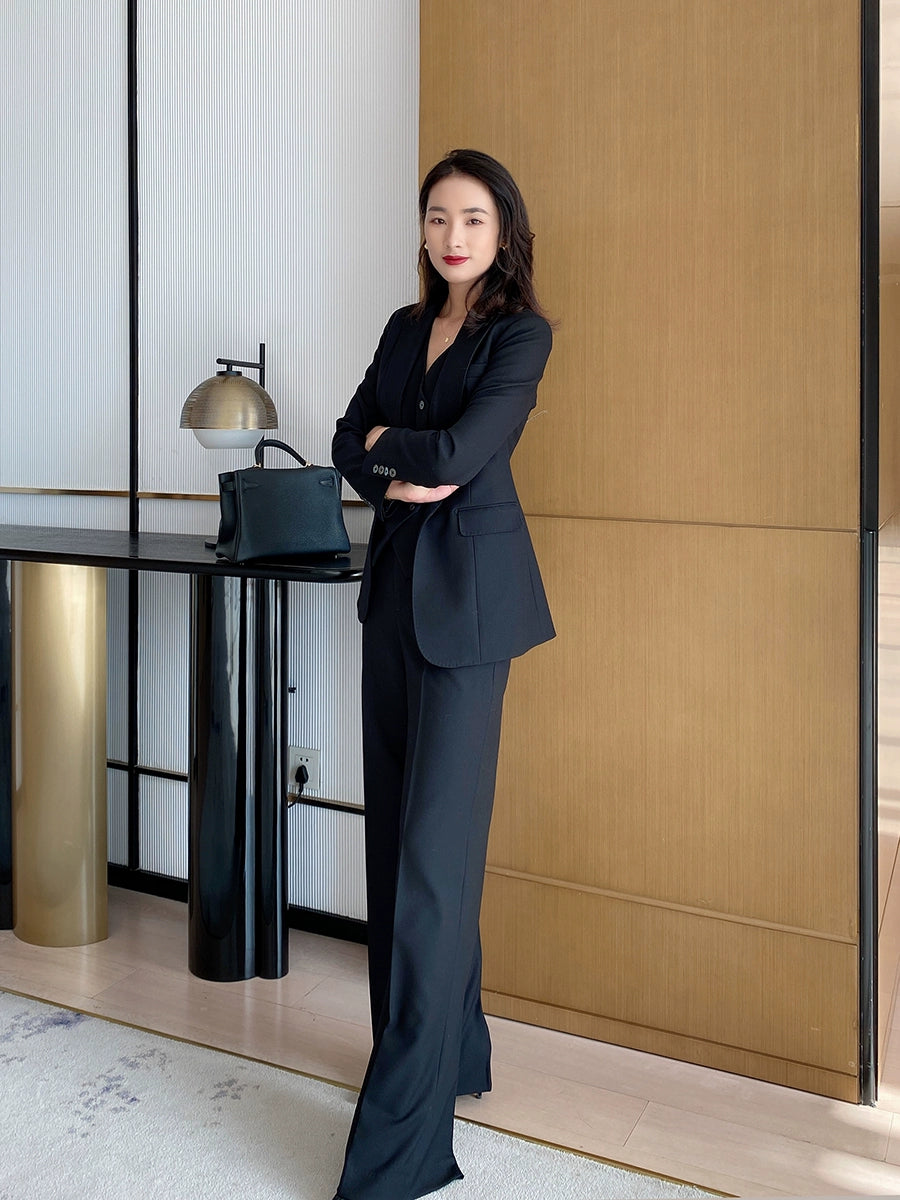Classic Black 3-Piece Suit Set – Jacket, Vest & Trousers