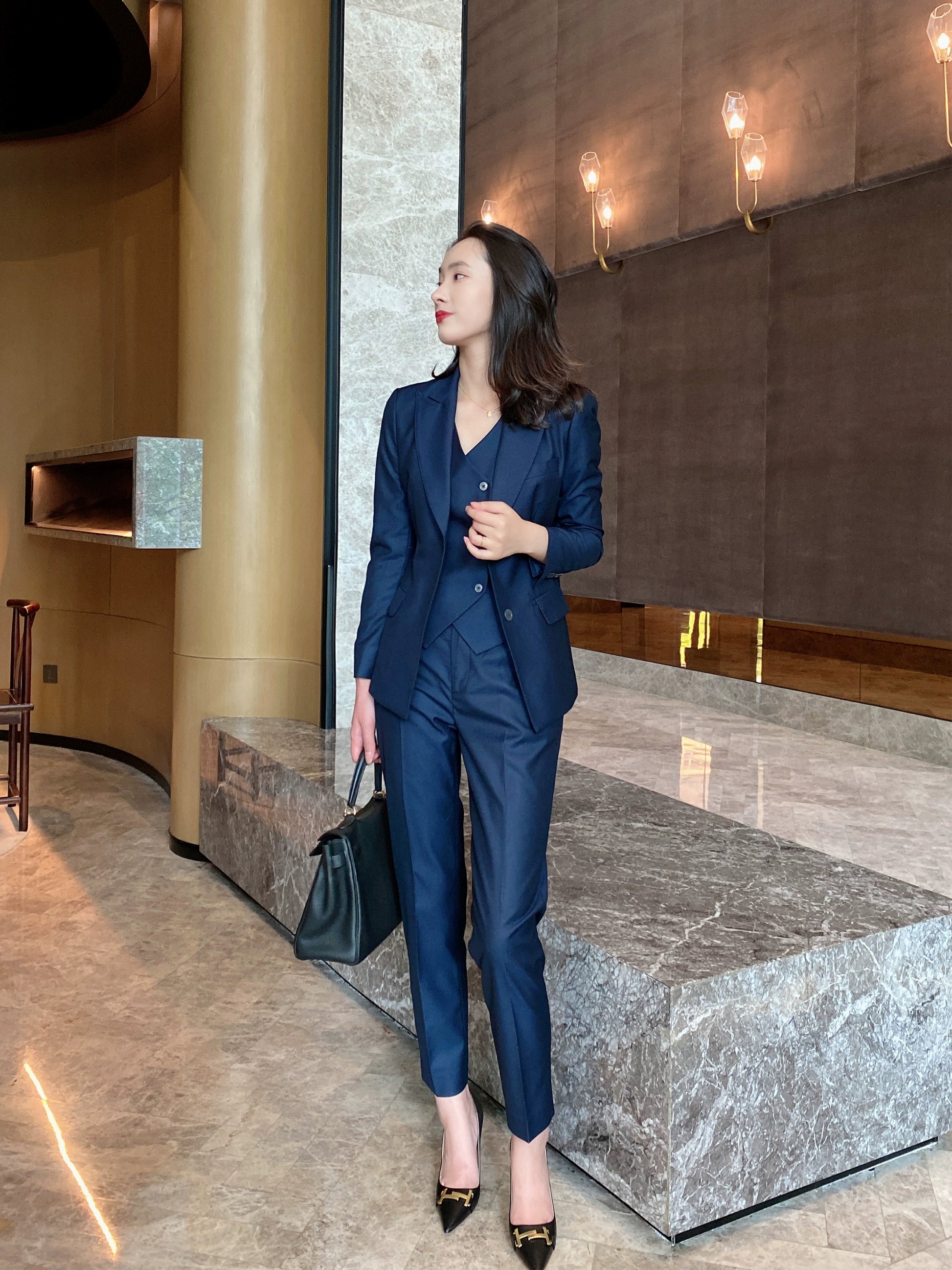 Elegant Spring-Autumn Classic 3-Piece Women's Tailored Suit Set