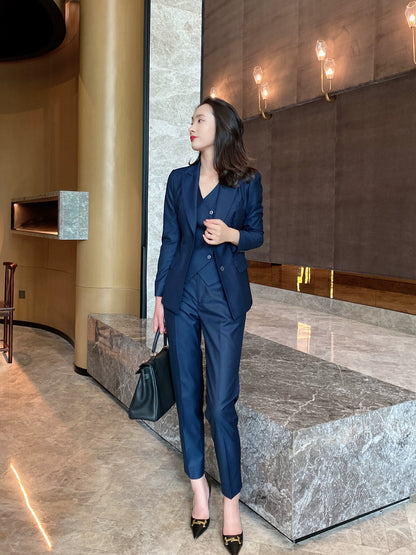 Elegant Spring-Autumn Classic 3-Piece Women's Tailored Suit Set