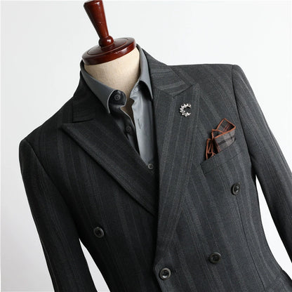 Men English Style Wedding Suit 3 Piece Set