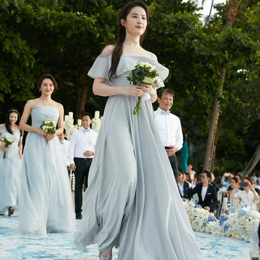 Spring Bridesmaid Open Shoulders Fitted Dress