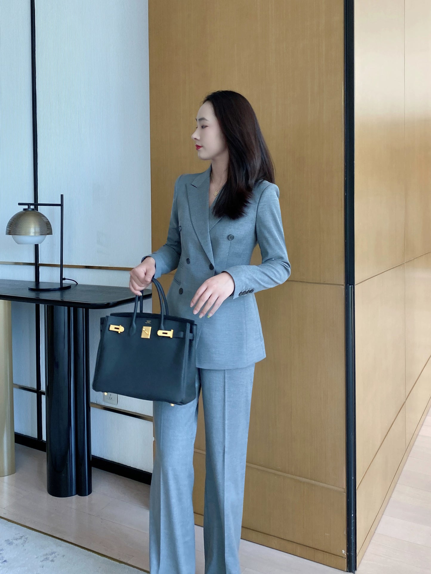 Demi-season Classic Suit Jacket Elite Set Grey