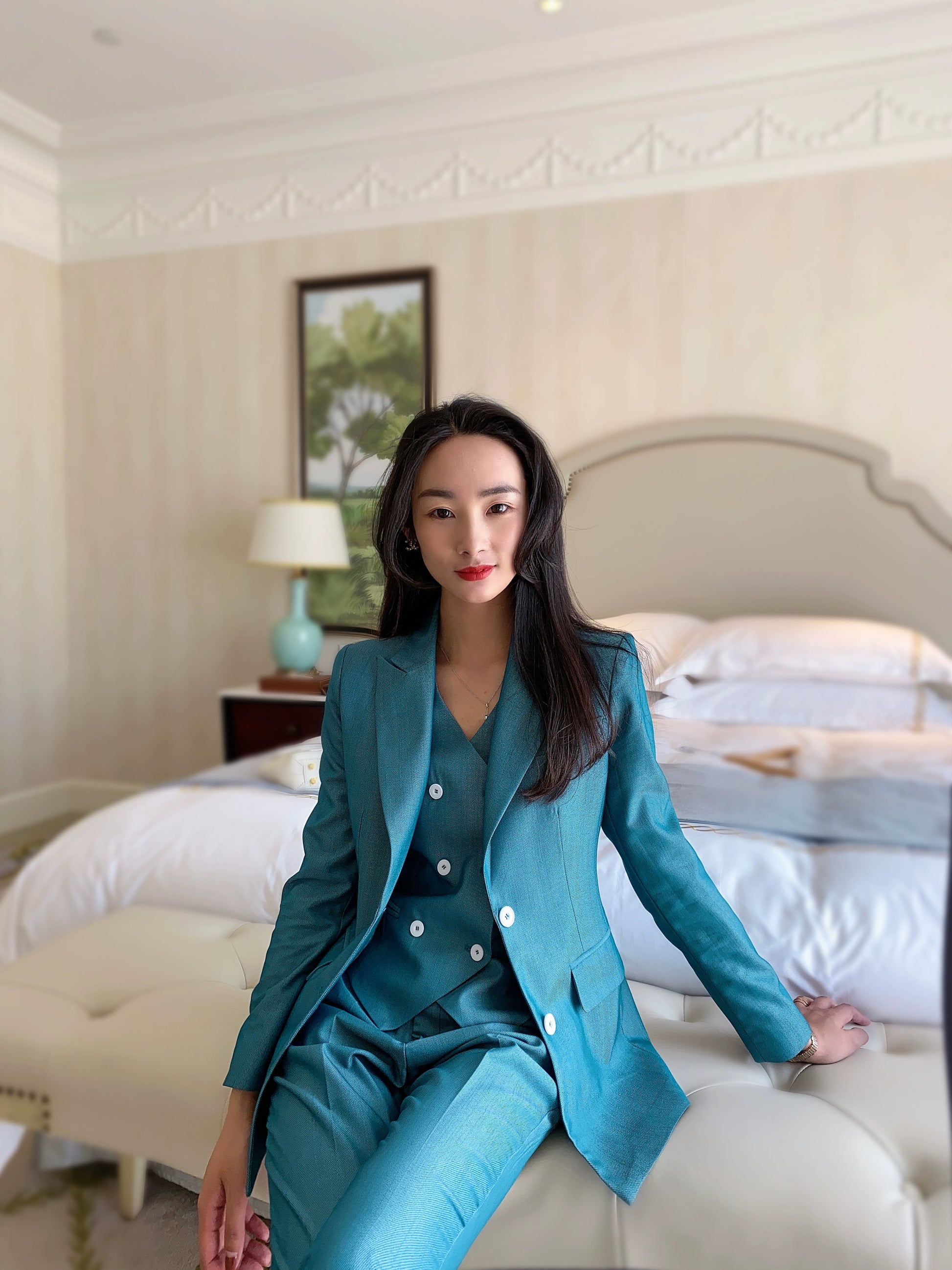 Emerald Green Autumn Women's 3-Piece Tailored Suit Set