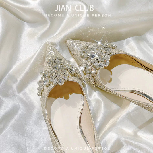 Silver Crystal Engagement Heel With Diamond Detail