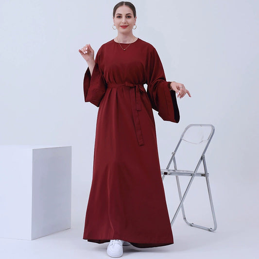 Elegant Middle Eastern Arab Women's Round Neck Ethnic Dress
