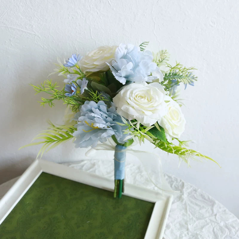 Artificial Wedding Bouquet Forest Style Transparent White Rose