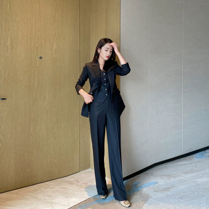 Elegant Black Women's 3‑Piece Classic Suit Set Tailored Office Attire