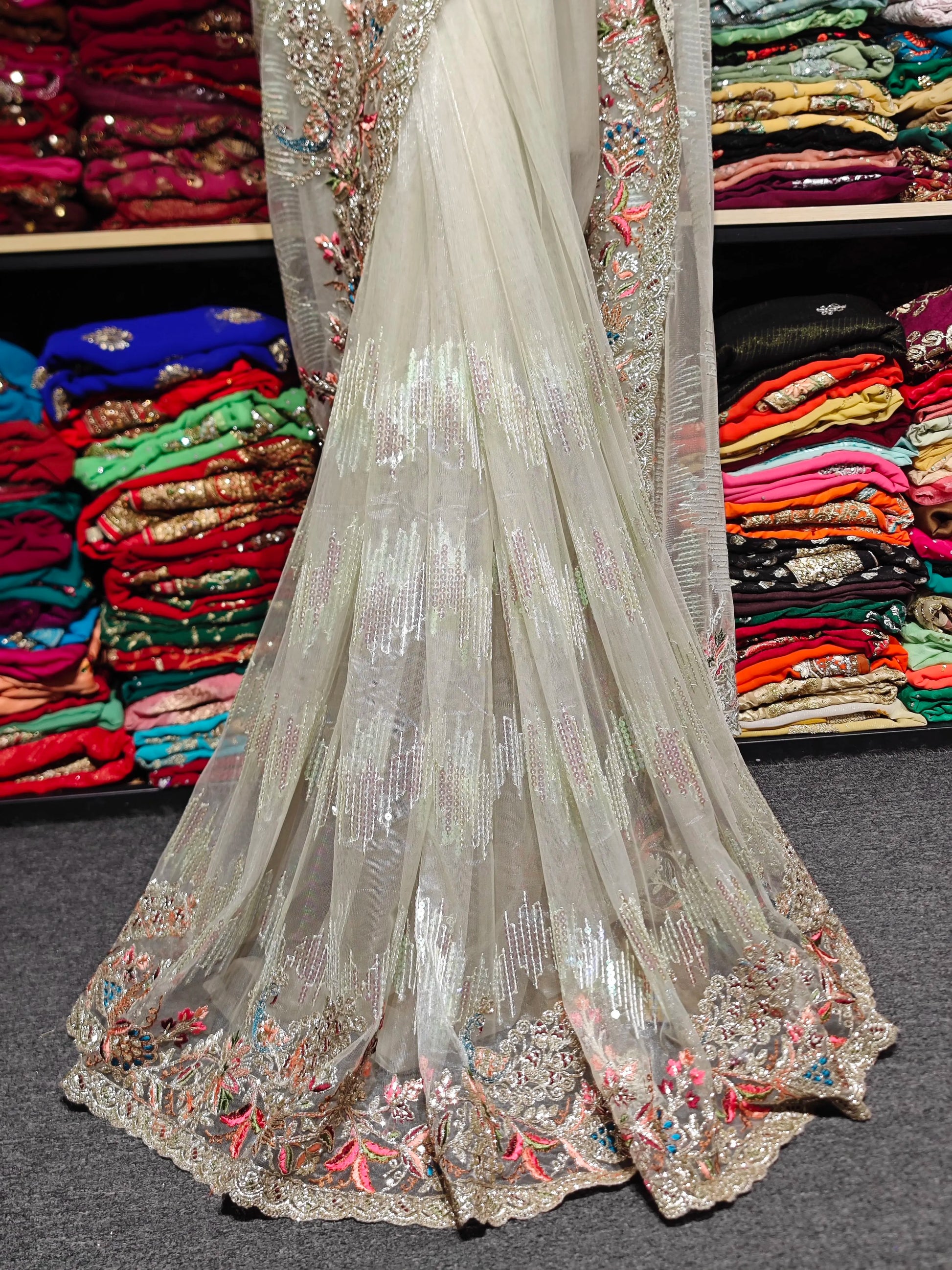 Indian Nepal Handmade Beaded Saree