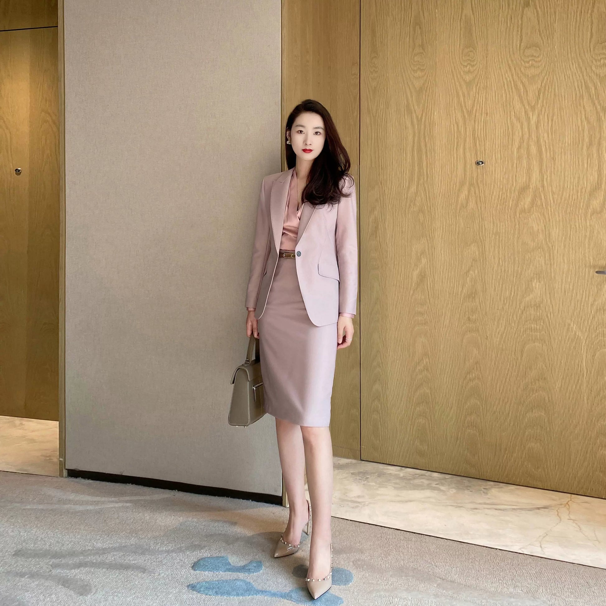 Spring Fuchsia Slim Fit Classic Suit Set with Hip Accents