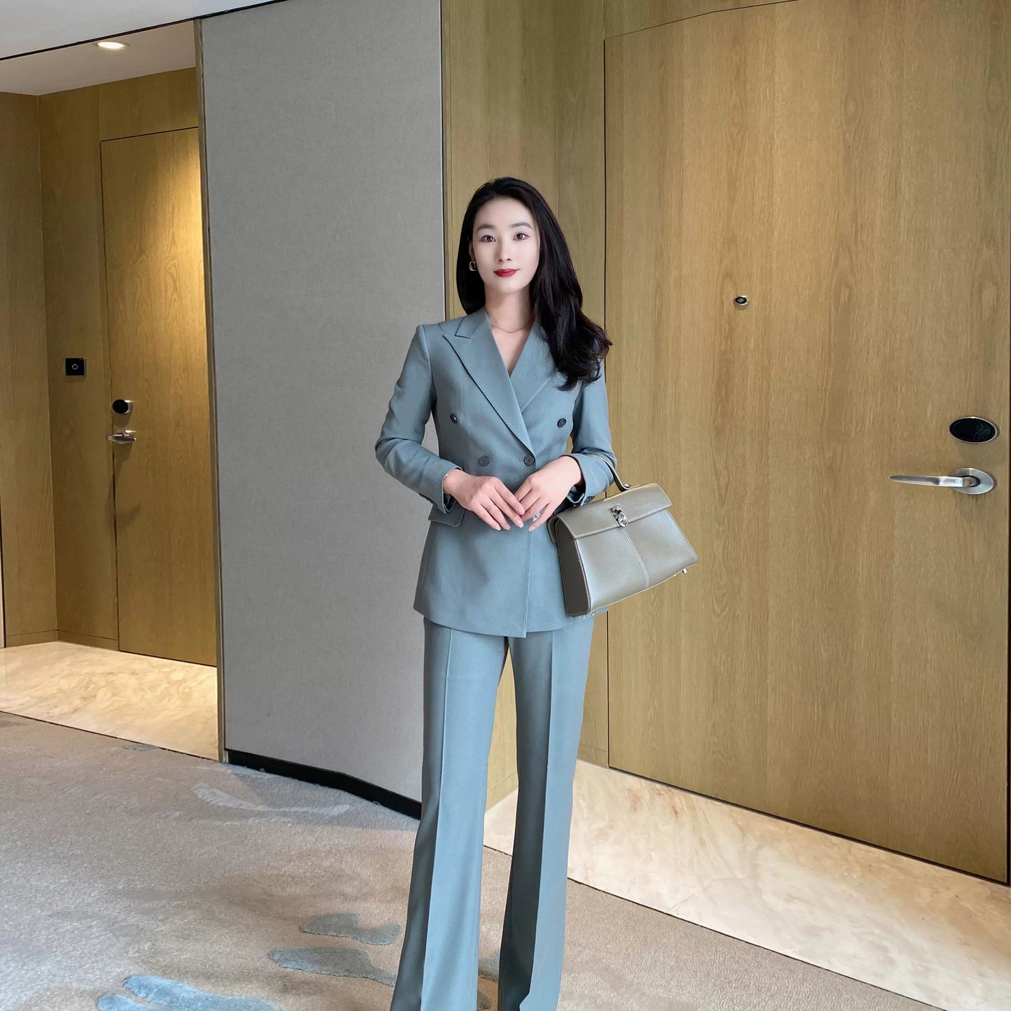 Warm Woolen Women's Suit Set - Slim Fit Elegant Design