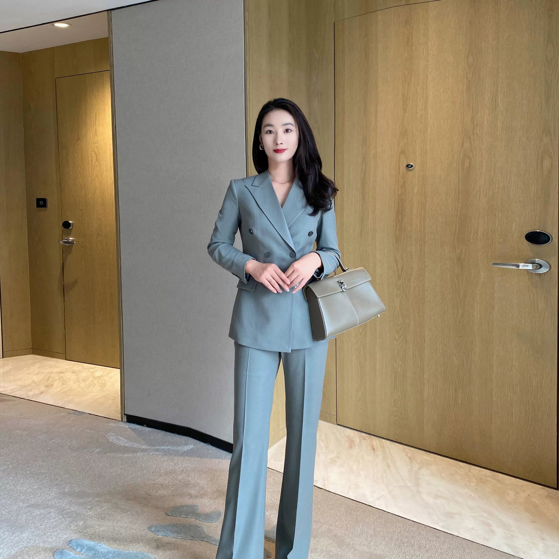 Warm Woolen Women's Suit Set - Slim Fit Elegant Design