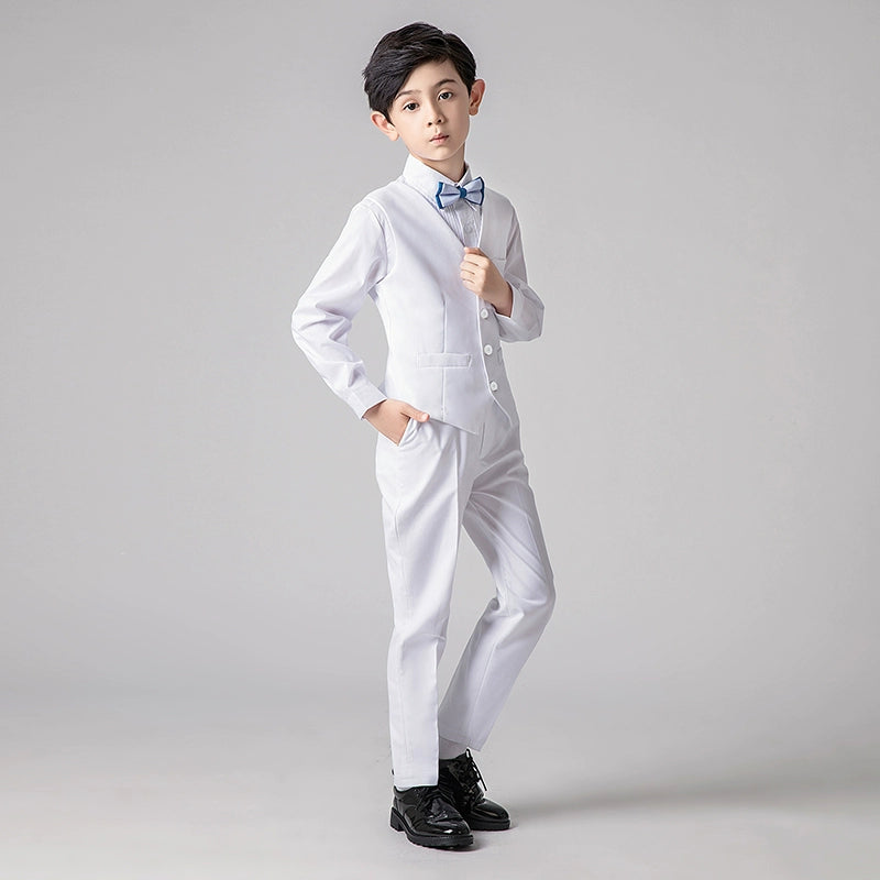 Boys' 4-Piece Vest Suit Set: Noble Cut Piano Performance