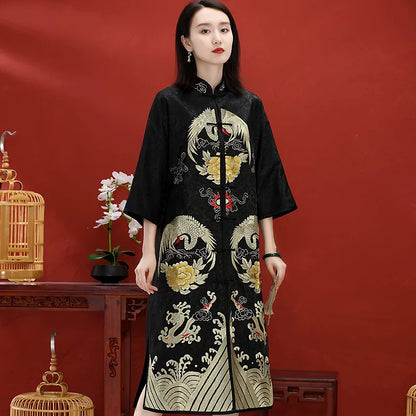 Custom Chinese Mid-Length Women's Top with Frog Buttons