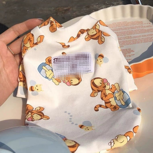 Cute Cartoon Japanese Autumn Pet Pajama with Tiger Print