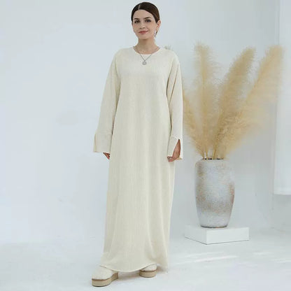 Ethnic Knitted Long Dress with Loose Fit, Autumn Winter