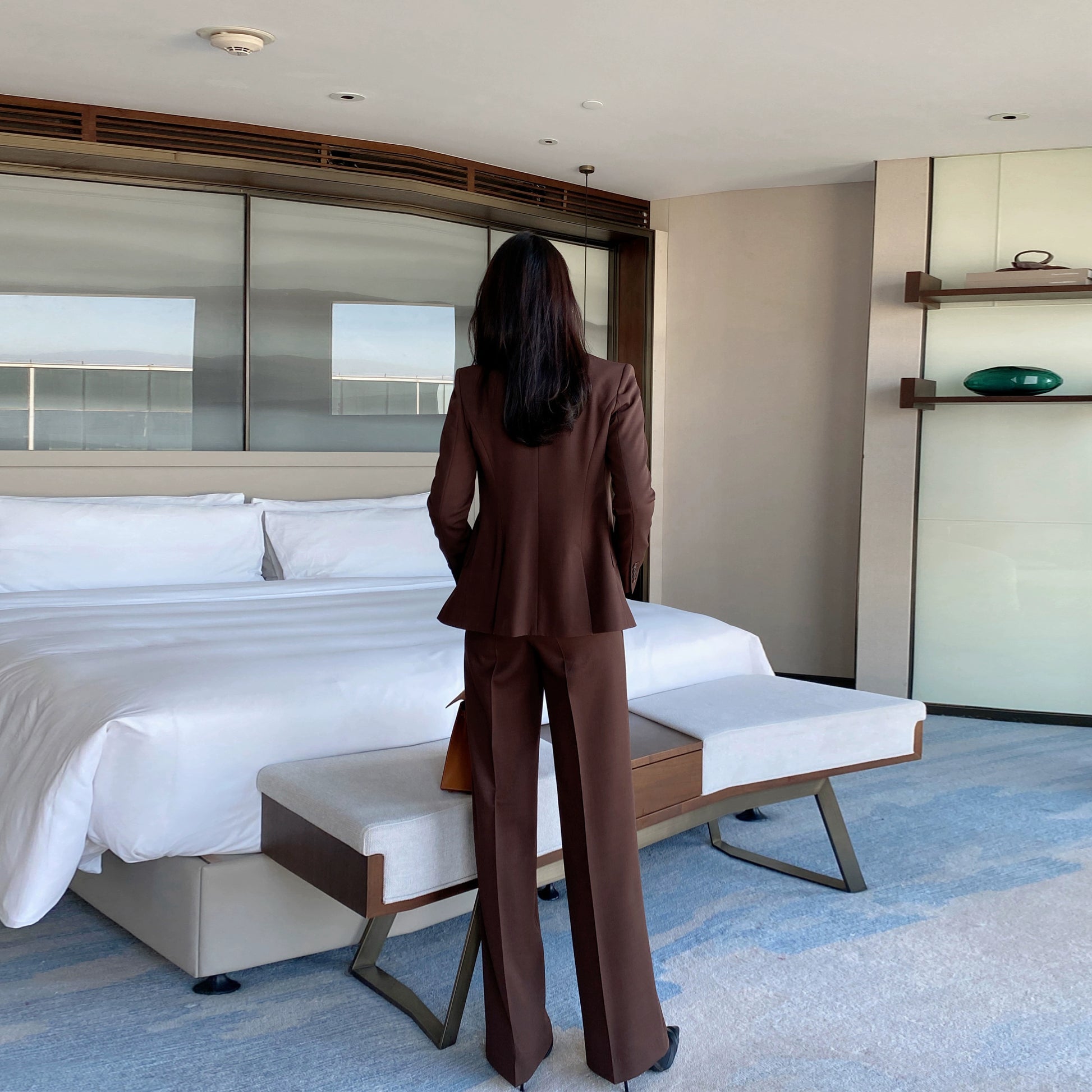 Caramel Color Women's Professional One-Button Slim Fit Trousers