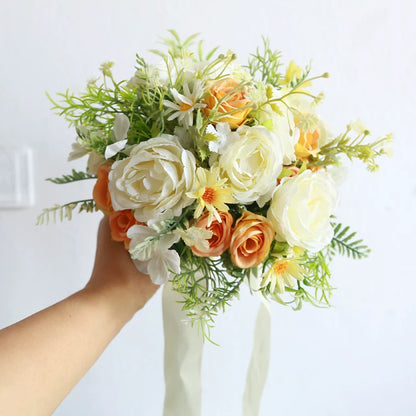 Artificial Wedding Bouquet Forest Style Transparent White Rose