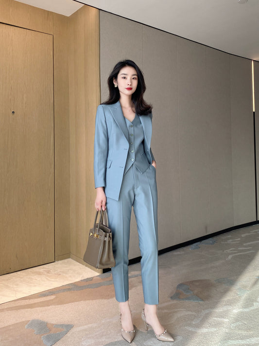 Elegant Korean-Style Spring Autumn Women's 3-Piece Suit Set
