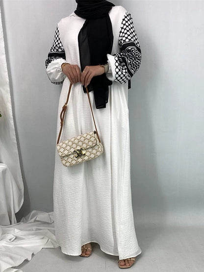 Elegant Turkish?Inspired Long Sleeve Hooded Maxi Skirt with Floral Print