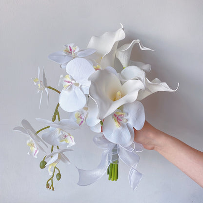 Elegant Silk Butterfly Orchid Bouquet Prop for Wedding Photography
