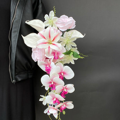 Pink-Purple Phalaenopsis Handheld Orchid Bouquet for Wedding Décor