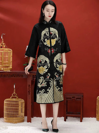 Custom Chinese Mid-Length Women's Top with Frog Buttons