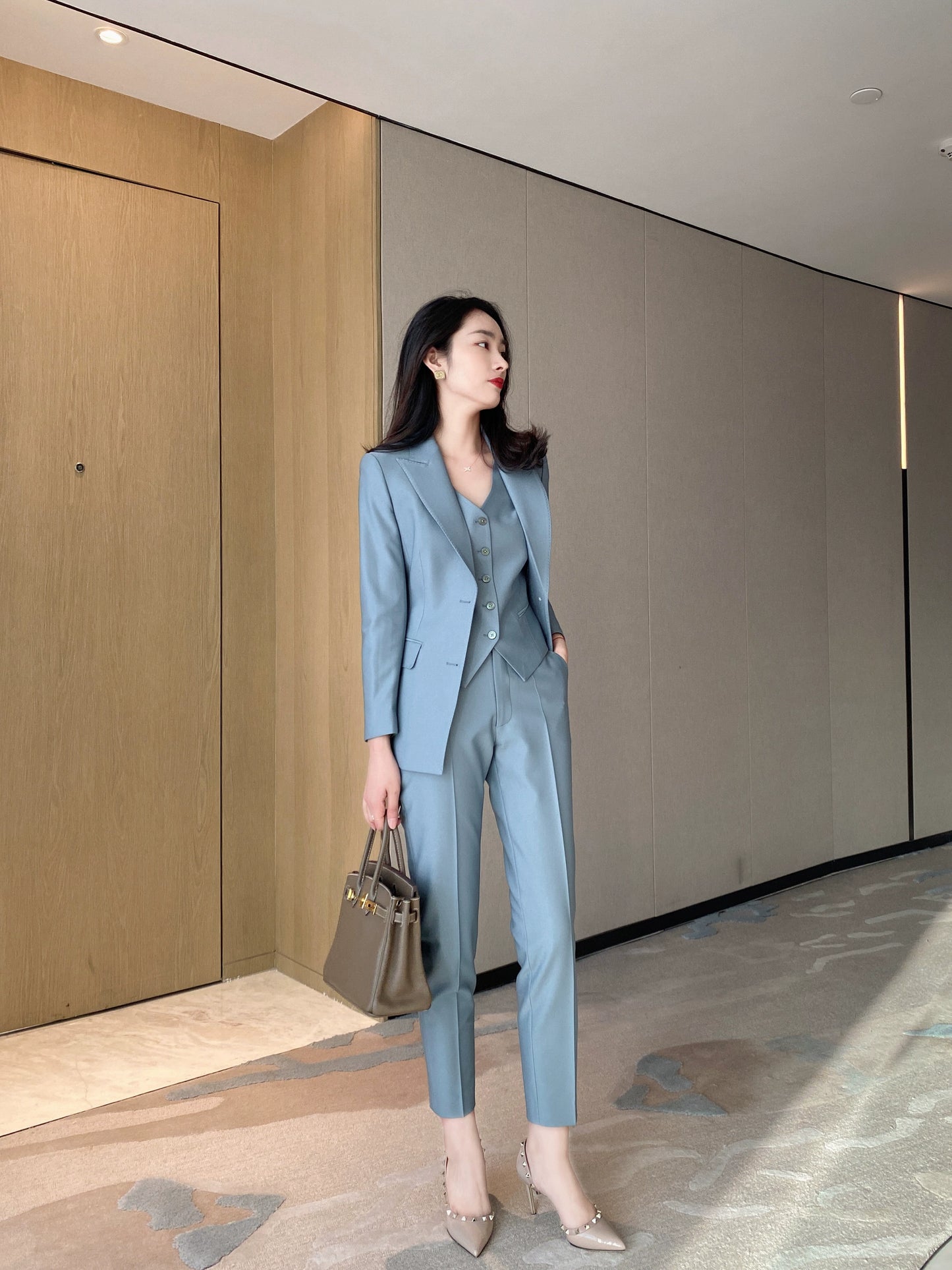 Elegant Korean-Style Spring Autumn Women's 3-Piece Suit Set