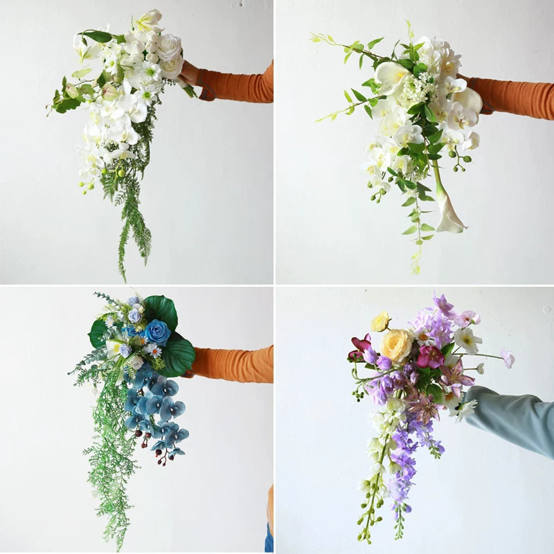 Artificial Wedding Bouquet Waterfall Handheld Flower Prop Decoration