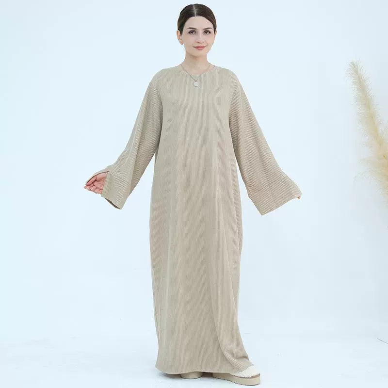 Ethnic Knitted Long Dress with Loose Fit, Autumn Winter