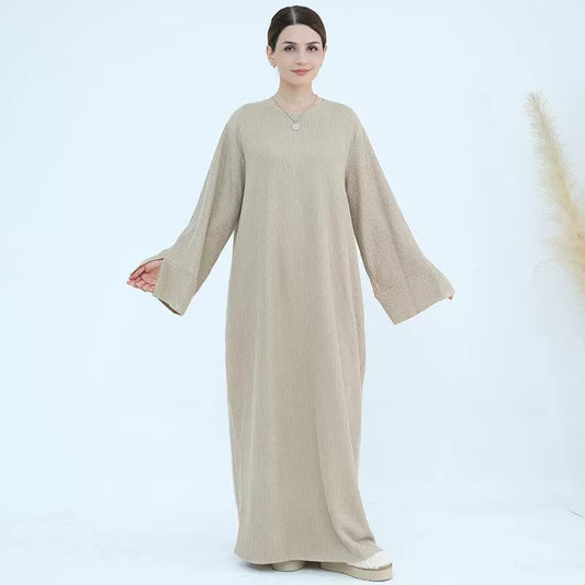 Ethnic Knitted Long Dress with Loose Fit, Autumn Winter