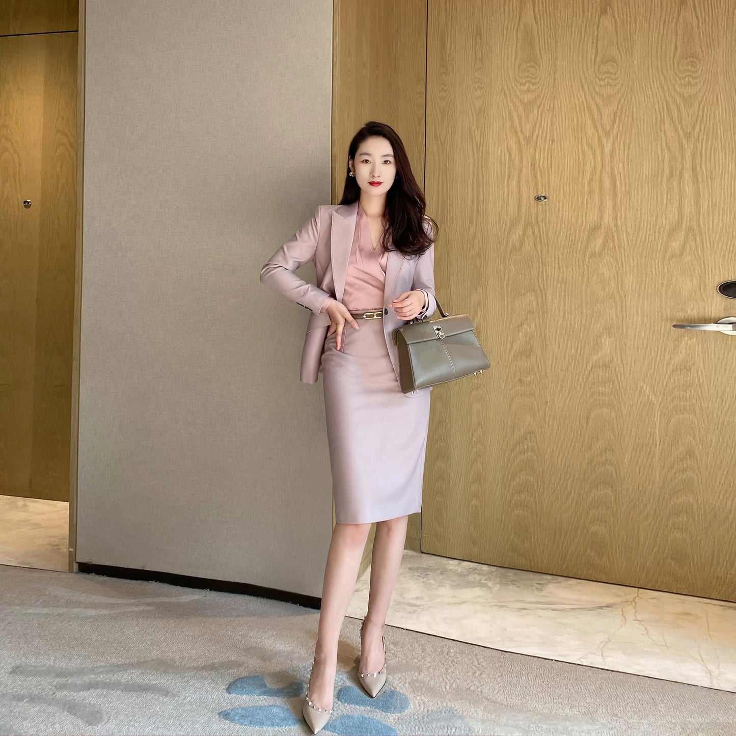 Spring Fuchsia Slim Fit Classic Suit Set with Hip Accents